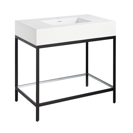Anzzi 36 in. Console Sink in Matte Black with Matte White Counter Top CS-FGC001-MB
